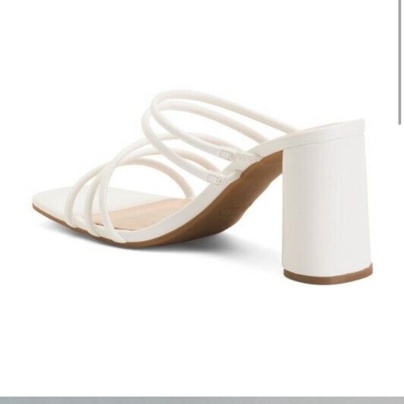 NWB Womens SZ 8.5 Nine West Multi Strap Square Toe Heeled Sandals White Open Toe - Picture 2 of 2